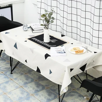 

Fresh Nordic Style Geometric Pattern Tablecloth Modern Simple Square Rectangle Tea Table Cloth Camping BBQ Outdoor Tablecloth