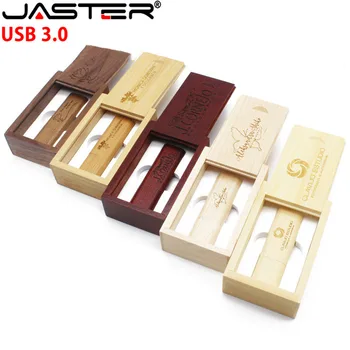 

JASTER USB 3.0 Wooden USB + box USB flash drive pen driver pendrive 4GB 8GB 16GB 32GB memory card USB creativo personal LOGO