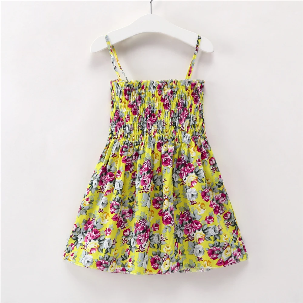 Kids Dresses for Girls Summer Girl Sleeveless Dress Toddler Flower Print Princess Dress 1 2 3 4 5 6 7 Years Children's Clothing