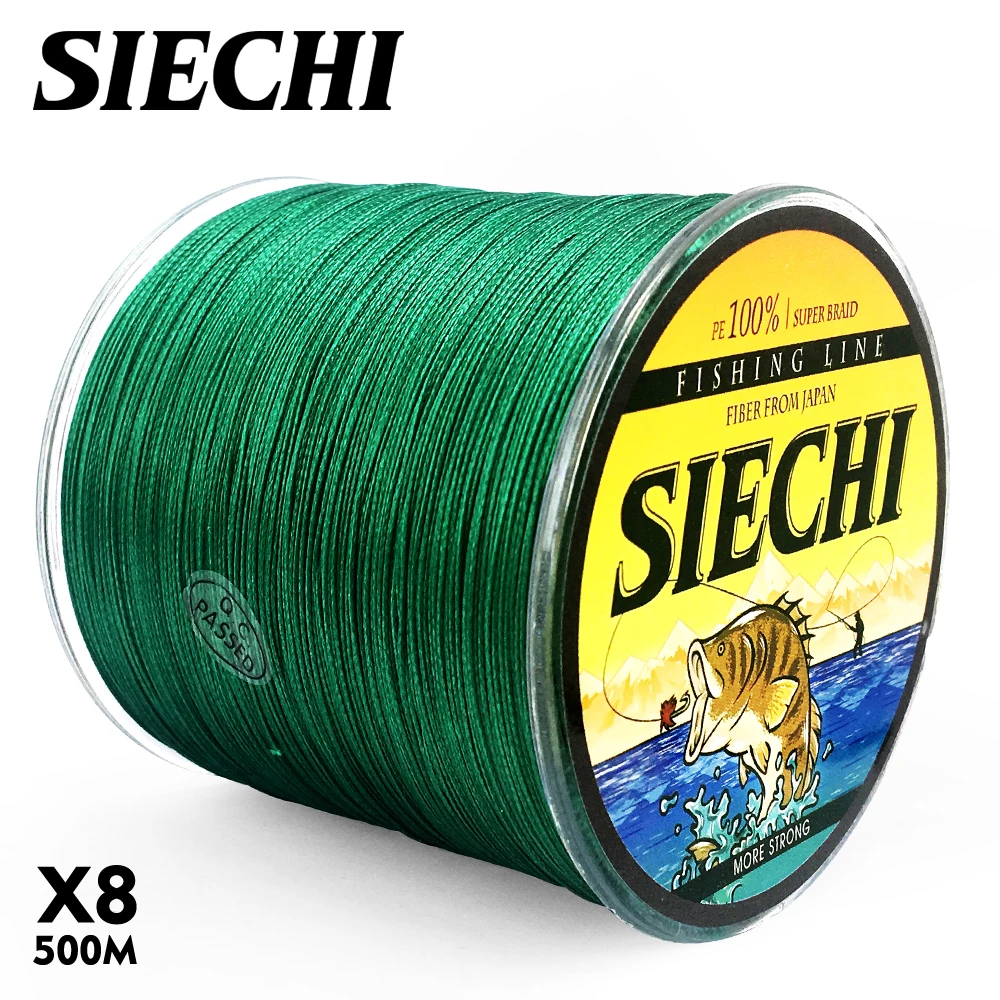 SIECHI PE плетеная леска, многофиламентная, 500 м, 8 нитей, корд, леска для ловли карпа, для морской воды, 20, 30, 40, 50, 60, 80 фунтов
