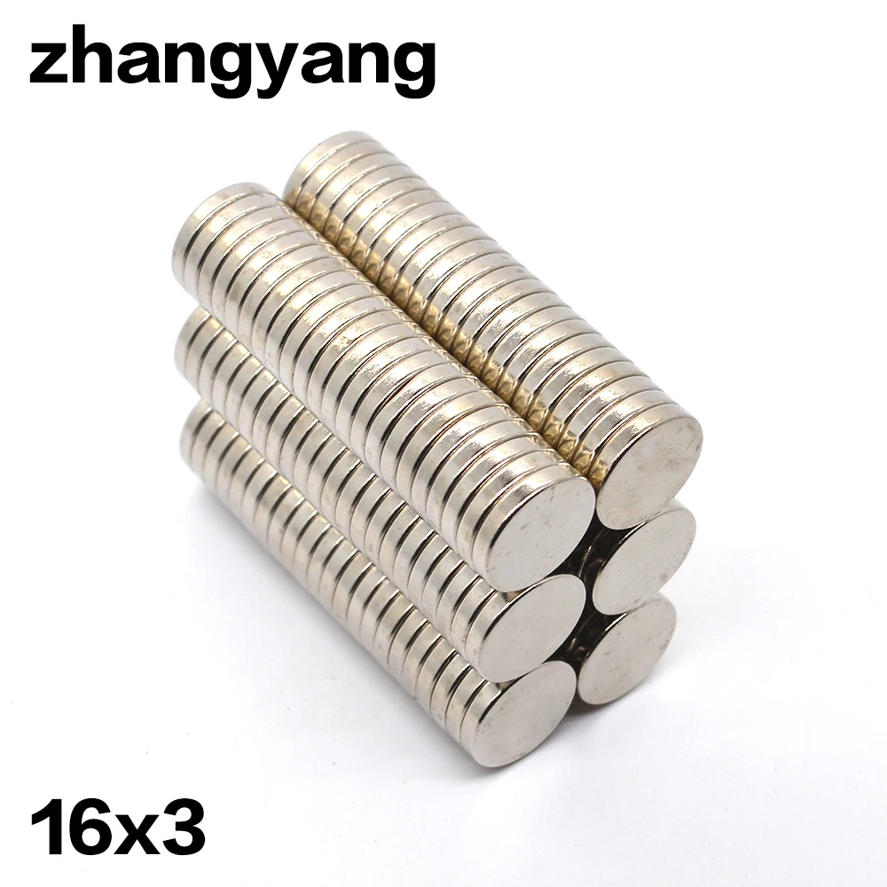 

ZHANGYANG 5PCS/LOT Strong Ndfeb Magnets Bulk Super Round Disc Rare Earth Neodymium Magnet 16mm x 3mm 16*3mm 16mm*3mm