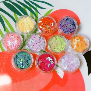 

Hand DIY 10 Colors Crescent Slices Filler For Nails Art Tips Slime Fruit For Kids Lizun DIY Accessories Supplies Decoration