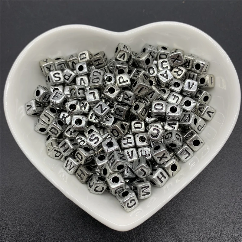 200pcs/lot 5mm Cube Mix Letter Beads Square Russian Alphabet Beads