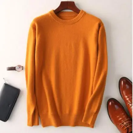 caramel o-neck Кашемировый хлопковый смешанный Толстый Пуловер и свитер для мужчин осень зима трикотажный джемпер hombre pull homme hiver вязаный свитер - Цвет: caramel o-neck