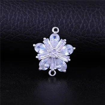 

Juya Hand made Earrings Components DIY 2 Loops Flower Charm Connector Accessories For Women Needlework Bracelets Earrings Making