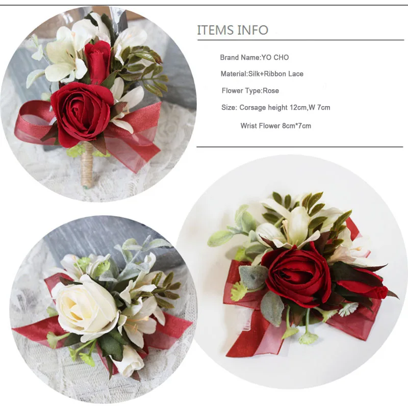 red rose wedding wrist corsage boutonniere flowers  (4)