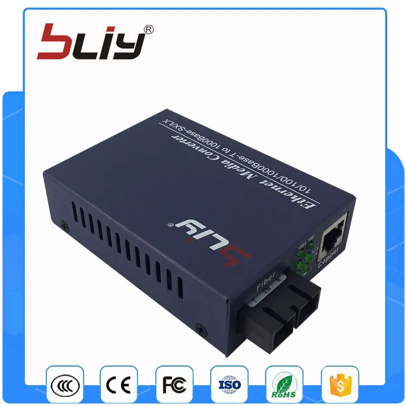 10/100/1000 м 2 порта Переключатель волоконно оптической сети Двойной волокно gigabit media