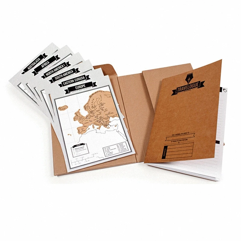 

Popular Travelogue Notebooks + Scratch Map Travel Log Tourist Journal with 8 Mini World Maps