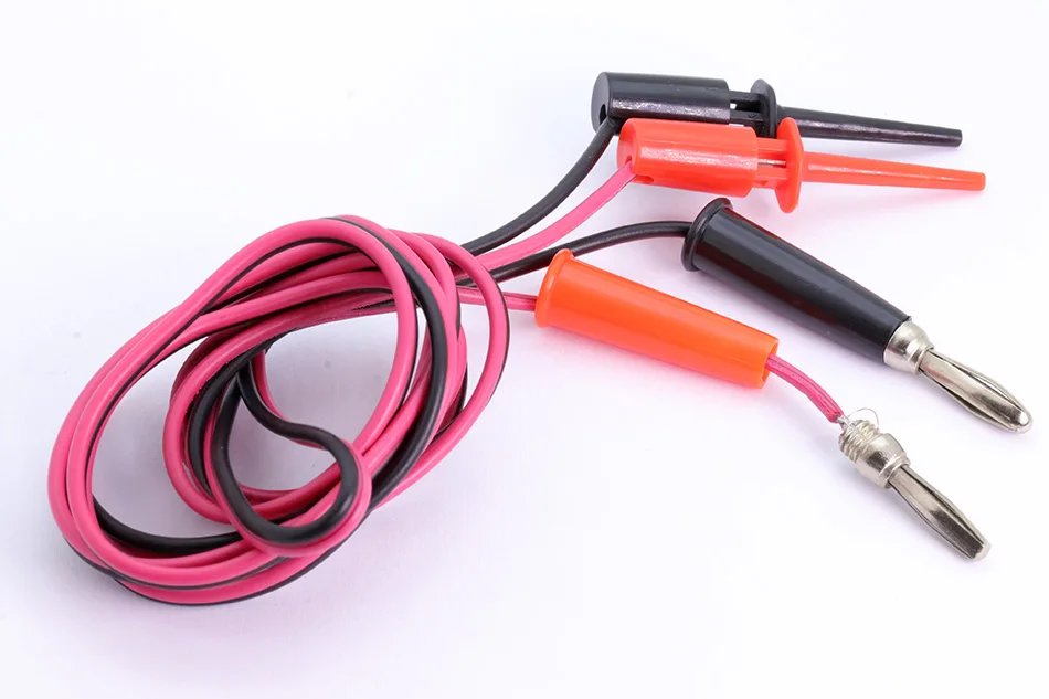 1pc 4mm Banana plug cable to Dual Big Hook Clip Test Probe Cable Leads Alligator clip black&red 1 meter long