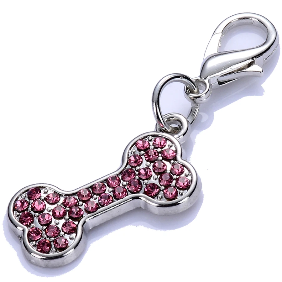 подвеска кулон для собак ошейник Горный хрусталь Dog Tag Кристалл кости в форме