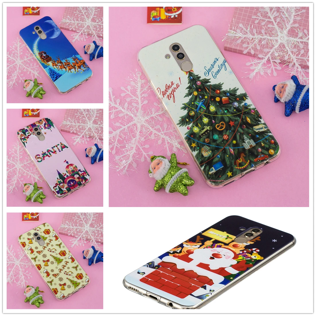 

Christmas Case For Huawei P20 Lite Pro P 20 Plus TPU Soft Fundas Santa Claus reindeer Back Cover For Huawai Mate 20 10 Lite mini
