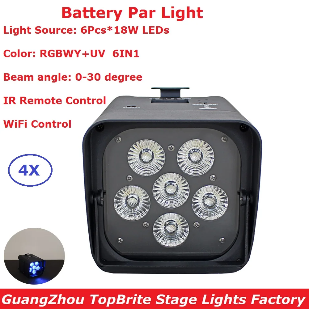 Коробка посылка 6X18W внутренняя Беспроводная батарея Par Can RGBWY + UV 6 цветов