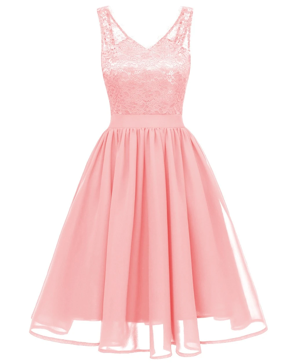 pink lace chiffon dress