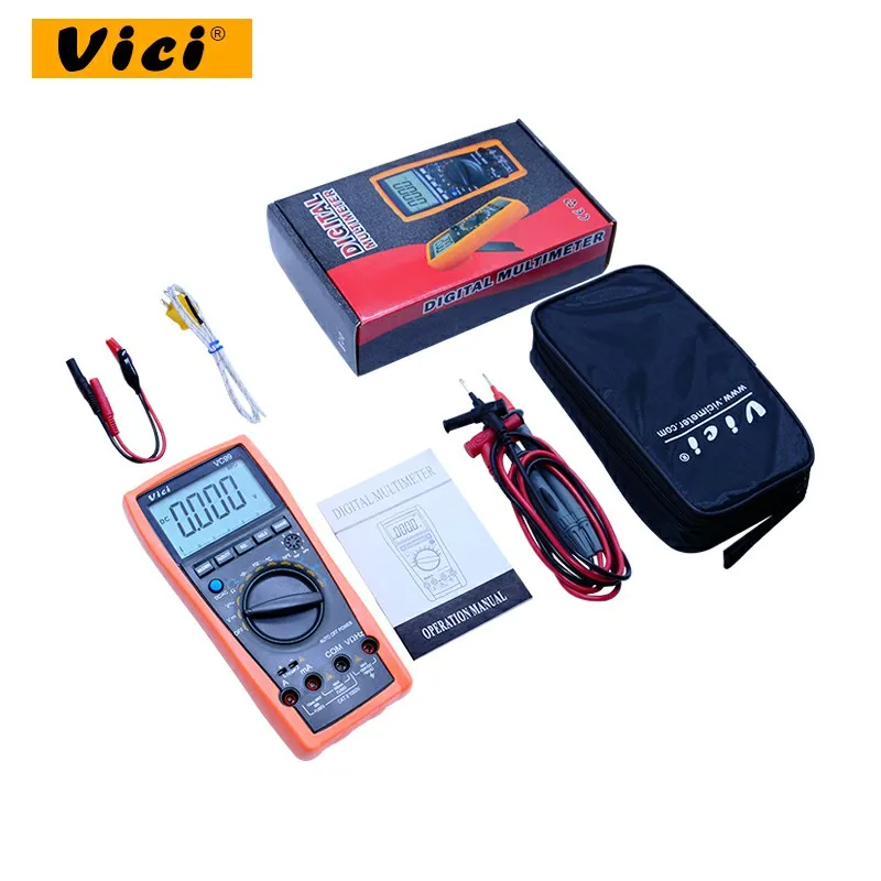 

VICI VC99 LCD Digital Multimeter 1000V AC DC resistance capacitance meter +Thermal Couple thermometer tester with pouch bag