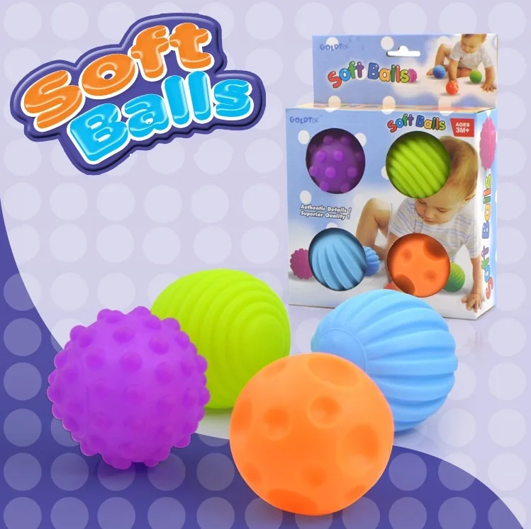 

baby educational toys soft ball with different touch feeling cognitive floating toy with BB sound baby massage ball