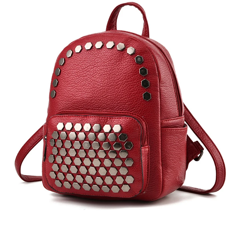 

Women Backpack Leather Bag Rivets Sac A Dos Feminine School Bags For Teenager Girls Women Bags Casual Small Big Bagpack Fashion