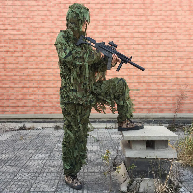 Открытый спортивный CS Bionic 3D лист взрослые Ghillie костюм Лесной камуфляж охотничий