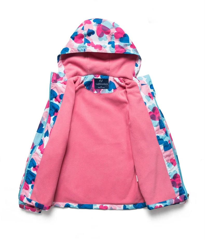 Liakhouskaya/ г. Весенняя модная детская флисовая куртка для девочек; Casaco; Пальто с цветочным принтом; верхняя одежда; Детские ветровки; водонепроницаемые