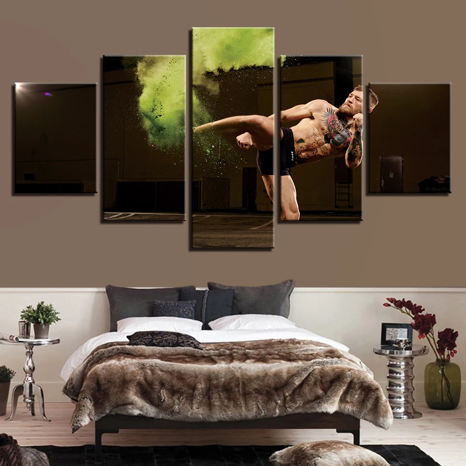 

Home Decor Print Frame Painting Modular Vintage Art Canvas 5 Panel Connor Macgregor Kicking Wall Picture For Living Room Poster