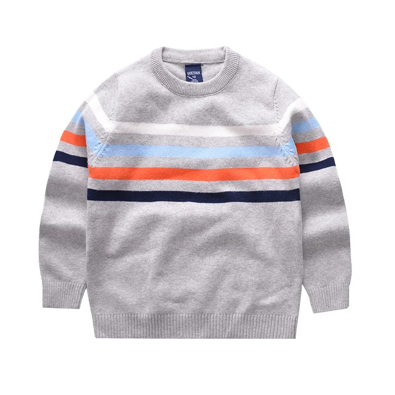Casual Boys Sweater Crochet Warm Autumn Sweater Striped Kids Pullover Knitted Crew-Neck Children Sweater Coat Boys Clothing (7)