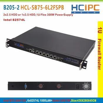 

HCiPC B205-2 HCL-SB75-6L2FSPB, 4G+64G+I3,LGA1155 B75 82574L 6LAN+2FSP Mini Firewall Barebone,6LAN Mini Router,4LAN Motherboard