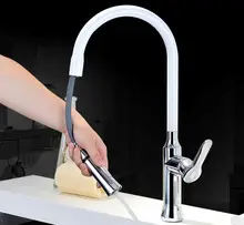 Бесплатная доставка Латунь torneira cozinha вытащить кухонные смесители горячей и холодной воды хром раковина бассейна смесители KF899