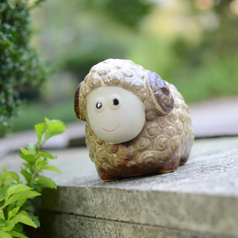 Керамика маленькая овечка животного фарфоровые фигурки home decor craft украшения