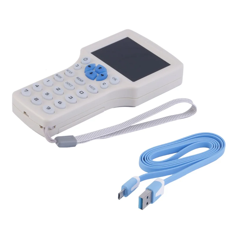 9 Fréquence Copie Cryptée NFC Carte À Puce RFID Copieur ID/IC Lecteur Écrivain avec USB Câble Blanc