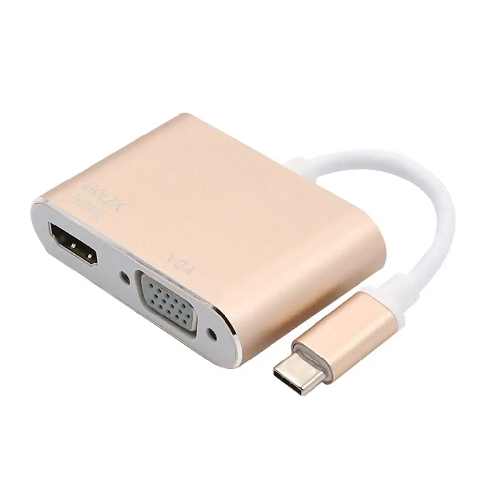 Rondaful USB 3,1 type C к HDMI VGA HDMI конвертер USB C к HDMI 4 K HD Универсальный адаптер для телефона к HDMI - Цвет: Gold