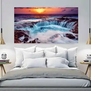 

Sunset Waterfall Landscape Scene Pictures for Home Decorative Wall Art Canvas Painting Dining Room Wall Decor Poster Art Prints