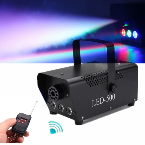 Светодиодный 1500 Вт противотуманная машина/DMX512 Pyro Вертикальная дымовая машина с 24X9 Вт RGB 3в1 светодиодный фонарь/беспроводной пульт дистанционного управления светодиодный сценический фоггер - Цвет: LED 500W Fogger