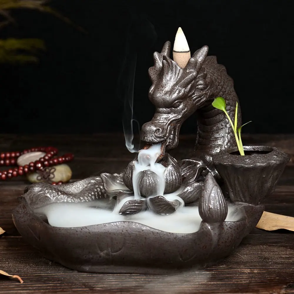 Backflow Incense Burner Ceramic Dragon Incense Holder Backflow Censer