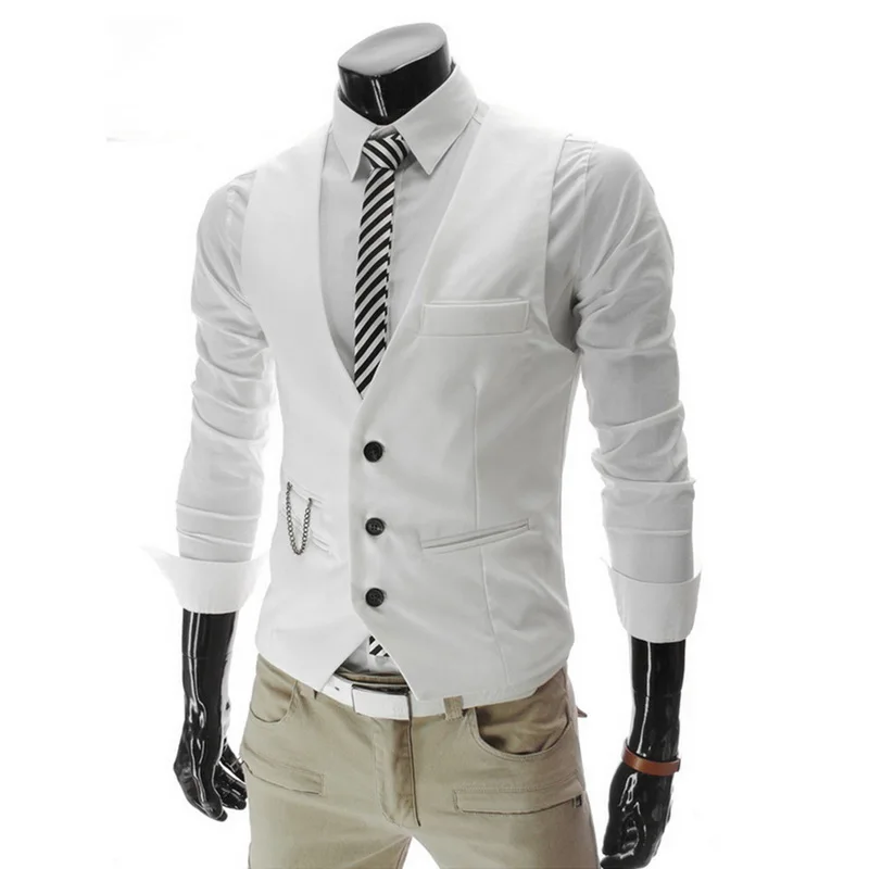 Litthing Новое поступление мужской жилет для делового костюма жилет с v-образным вырезом приталенный пиджак жилет для мужчин повседневная хлопковая без рукавов жилет