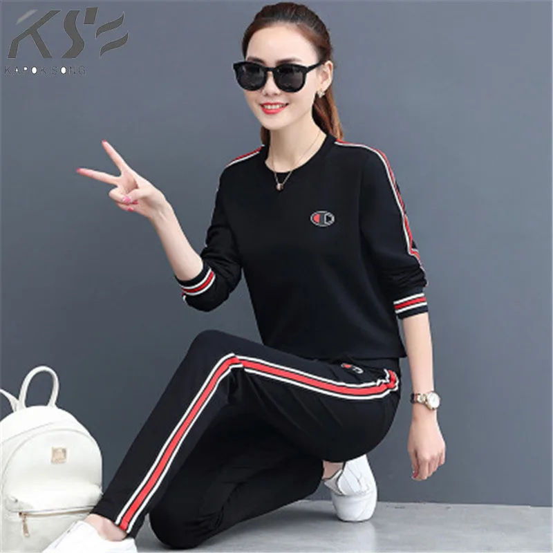 2018 Korean version of the new fashion sports suit female Changxiuweiyi