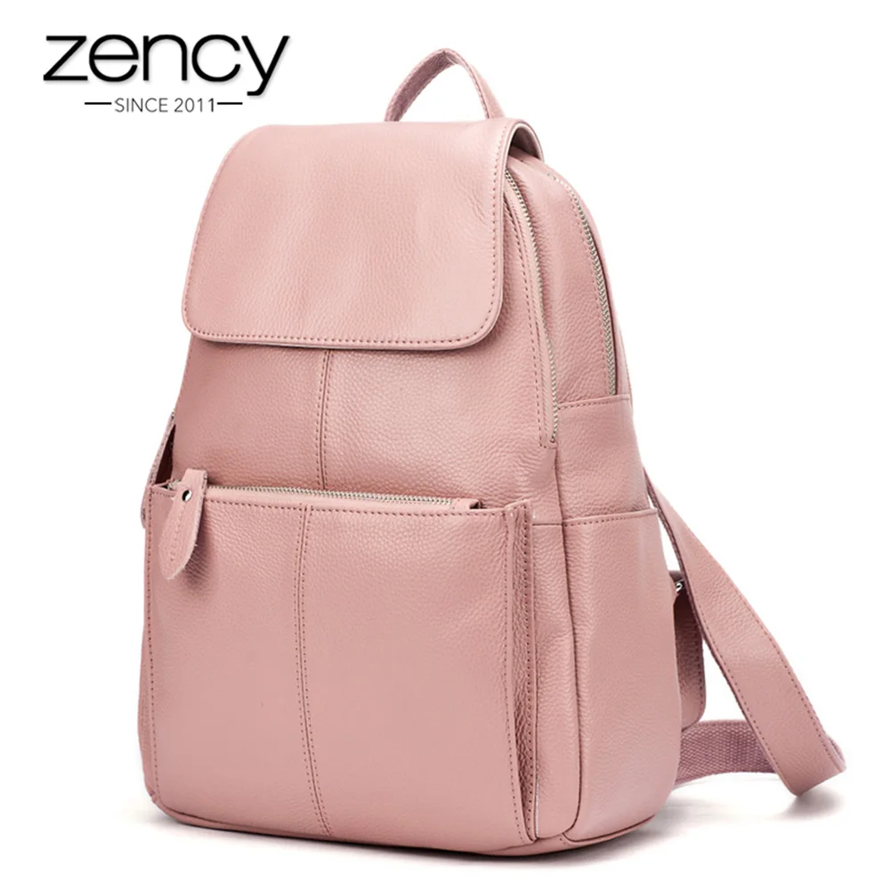 Продажа Zency, 14 цветов, 100% натуральная кожа, женский рюкзак, модная Женская дорожная сумка, опрятные стильные школьные сумки для девочек, рюкзак для но...