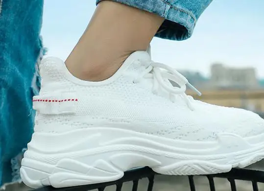 

Baimier White Mesh Women Sneakers Lace Up Women Platform Shoes Low Heel Chunky Sneakers Women .