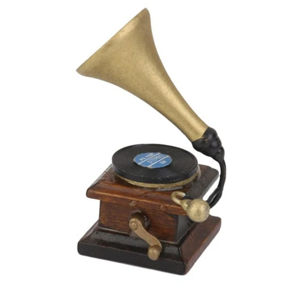 

New 1/12 Miniature Phonograph Record Player Handicrafts Model Dollhouse Decor