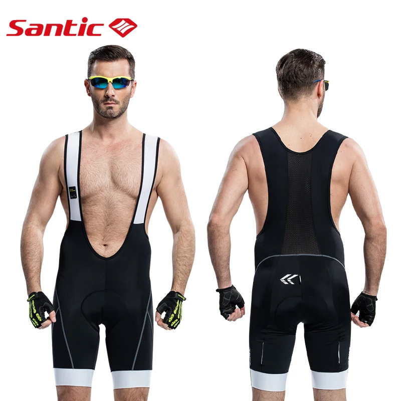 Santic Men Cycling Bib Shorts MTB Padded Breathable Mesh Mountain Road Bicycle Bike Short Cycling Bib Short mtb Ciclismo