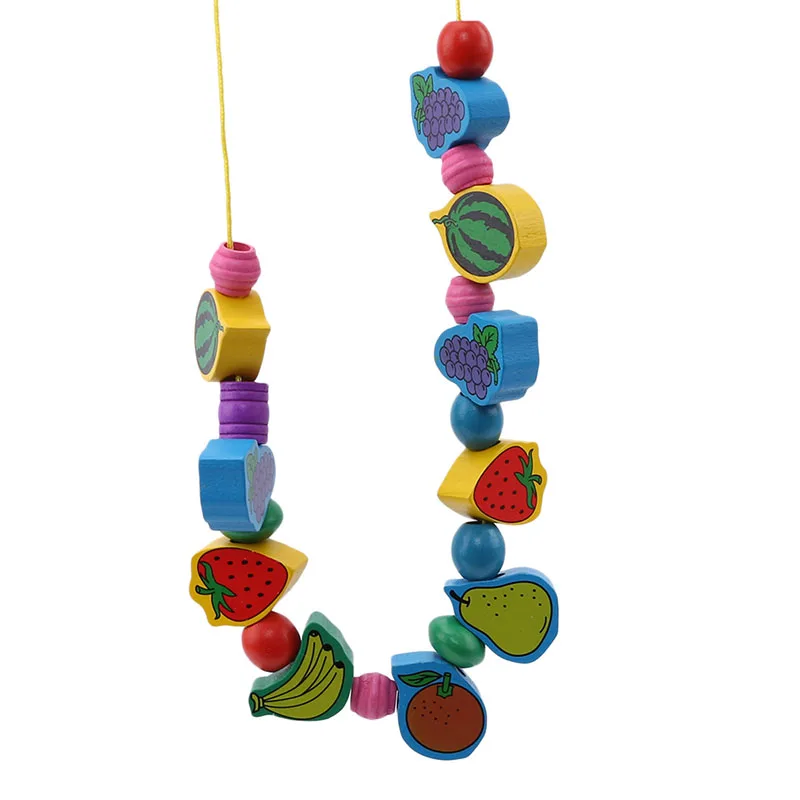 Красочные деревянные детские развивающие игрушки Фрукты цифровые бусины цифры Математика обучающие игрушки для бусины для детей игрушки