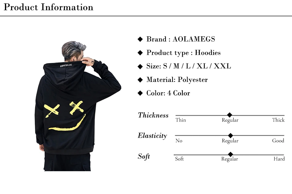 Aolamegs Hooded Sweatshirts Men Women Patchwork Smile Print Hoodie Fashion Casual Hip Hop Streetwear Contrast color Men Clothing (20)