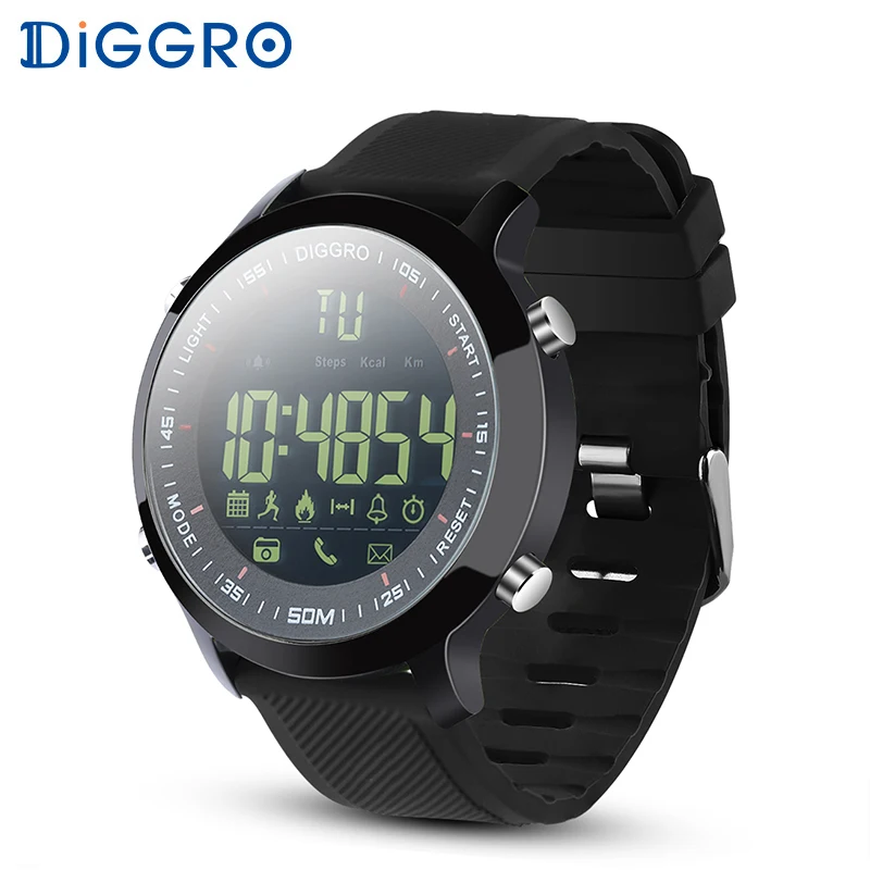 

Diggro DI04 Smart Watch IP68 Waterproof 5ATM Pedometer Message Reminder Swim Fitness Watch for Android IOS Black dial