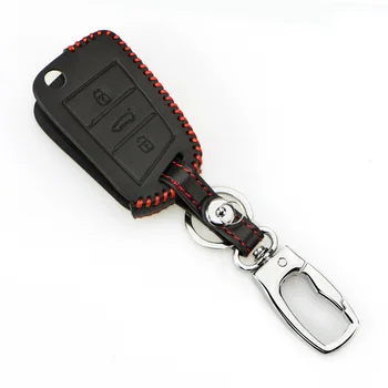 

Leather Key Case Key Cover For Volkswagen VW Golf 7 GTI R MK7 Tiguan For Skoda Octavia A7 Karoq For Seat Leon Ibiza Key Protect