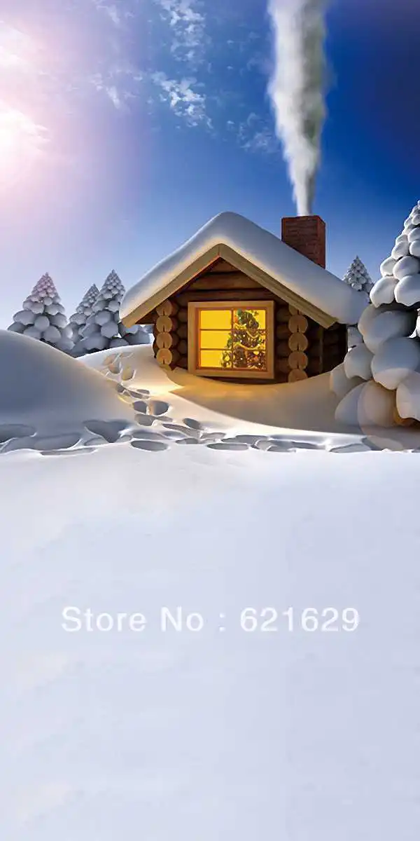 

Snow-covered hut 10'x20' CP Computer-painted Scenic Photography Background Photo Studio Backdrop HY-CM-3743