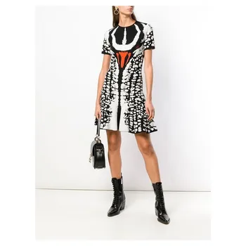 

Empired O-neck Sexy Women Fashion Ruffles Jacquard knitting Mini Dress Pub celebrity body con Evening Party dresses wholesale