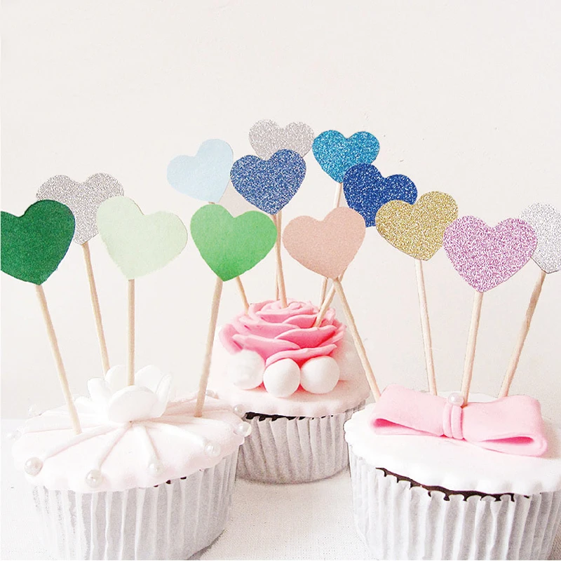  Happy Birthday Party 10 pcs Heart New Cake Topper Supplies 