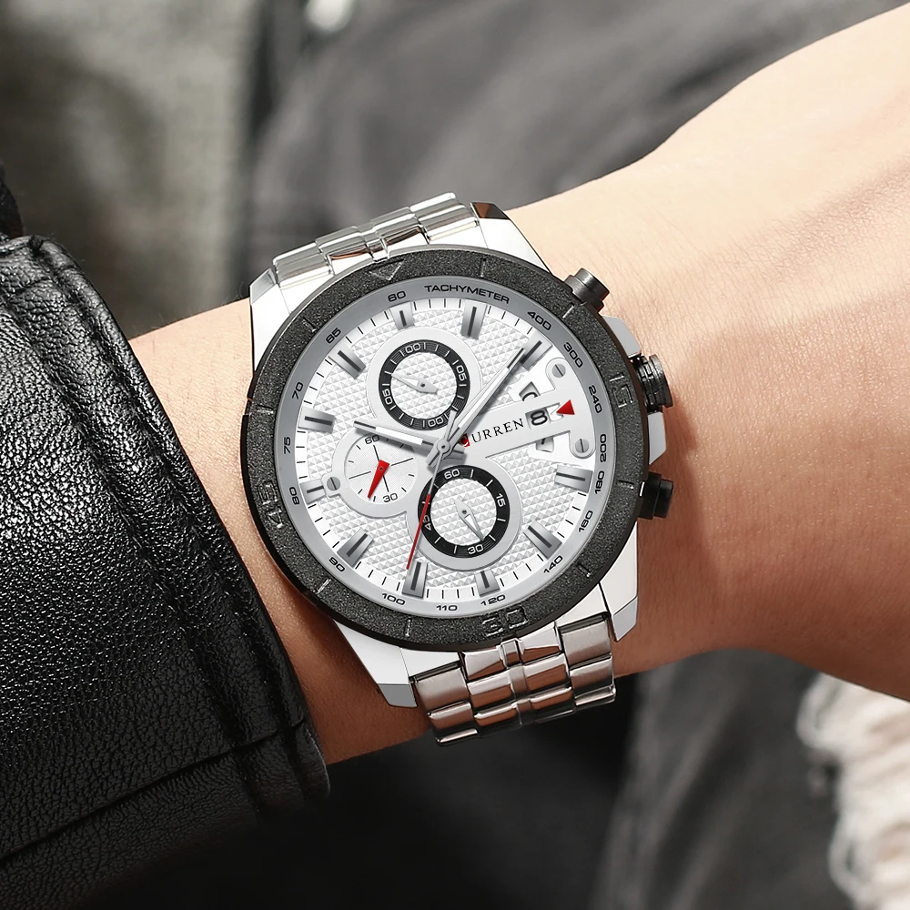 Relogio Masculino часы для мужчин Curren для Элитный бренд бизнес сталь кварцевые часы повседневное водостойкий мужской наручные хронограф