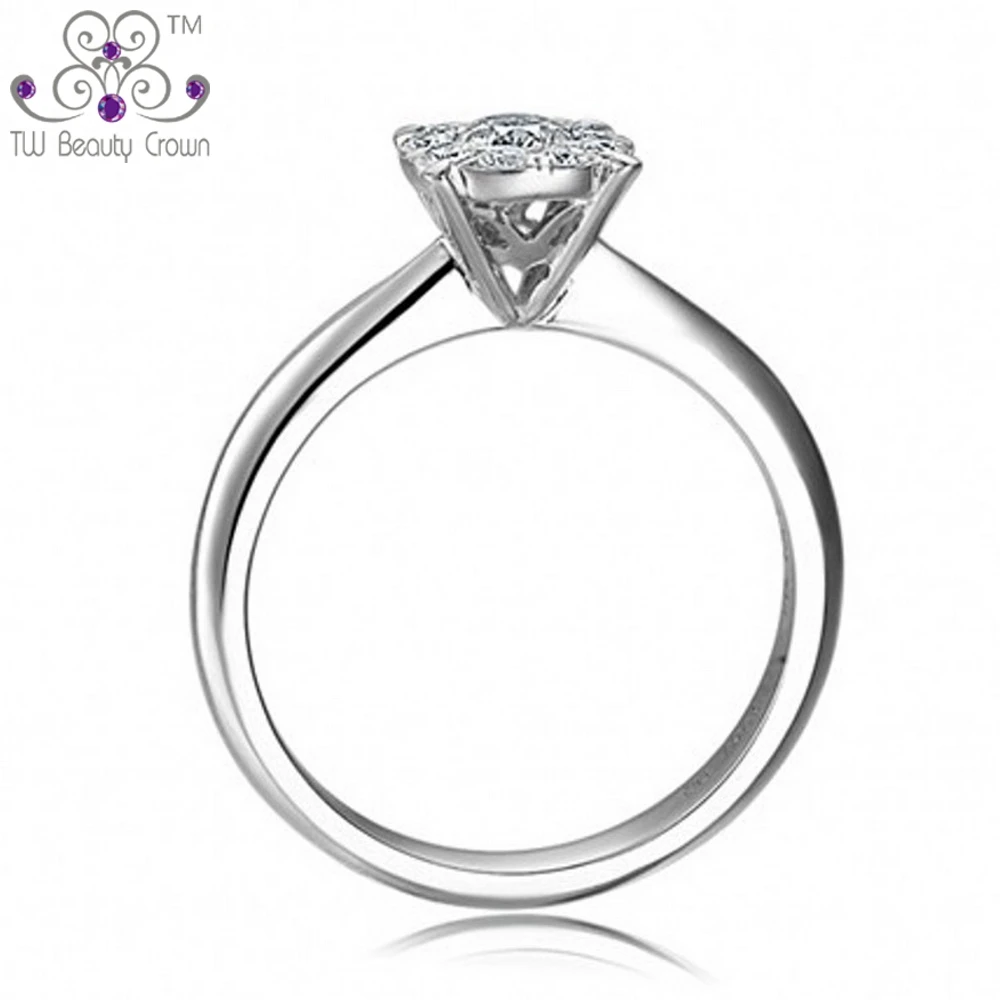 Top Quality 2 Carats Real 925 Sterling Silver Big Luxury Crown Clear Cubic Zirconia Wedding