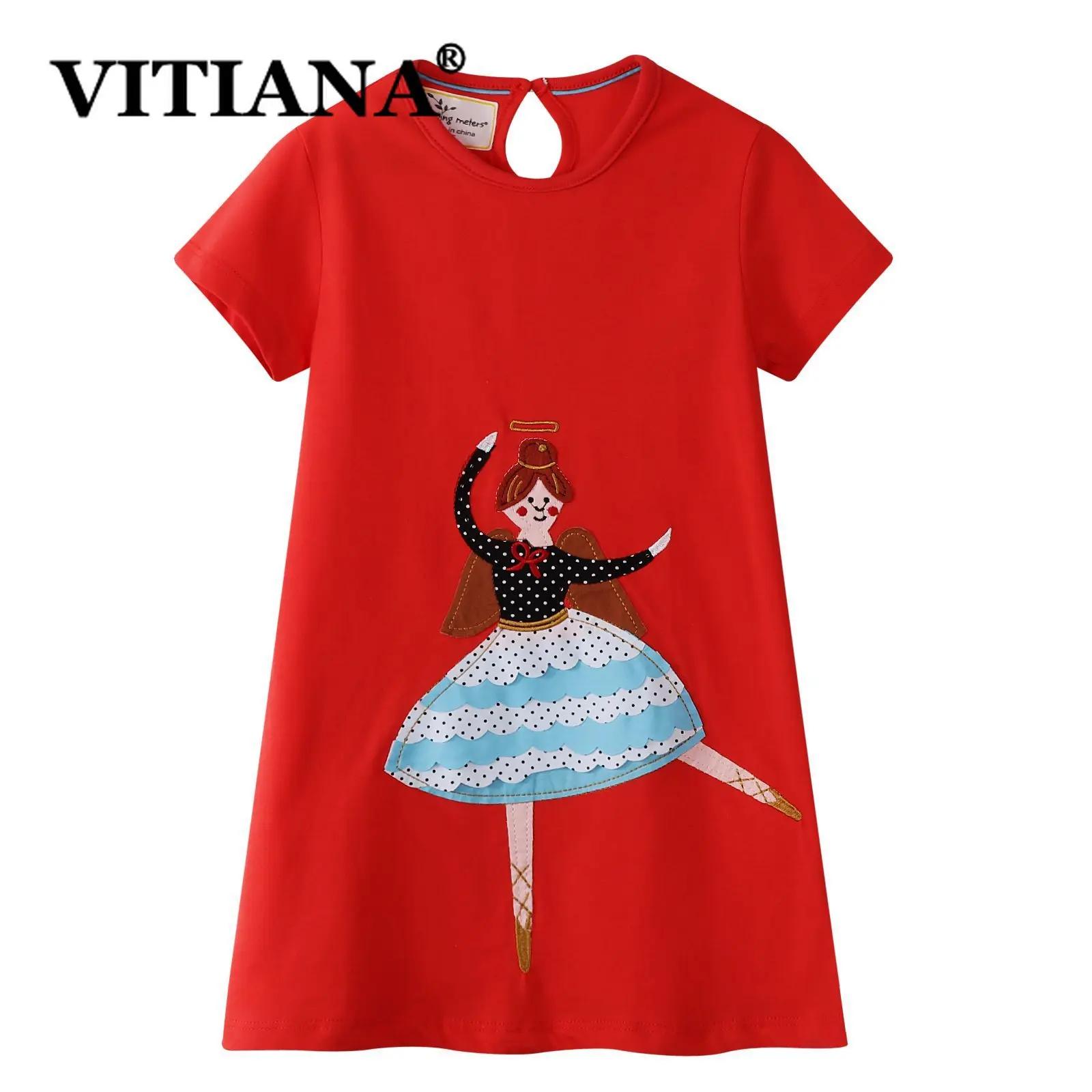 

Girls Cartoon Casual Dress 2019 Summer Children Bohemian Thanksgiving Short Sleeve Red A-Line Beach Party Dresses 2-7Years