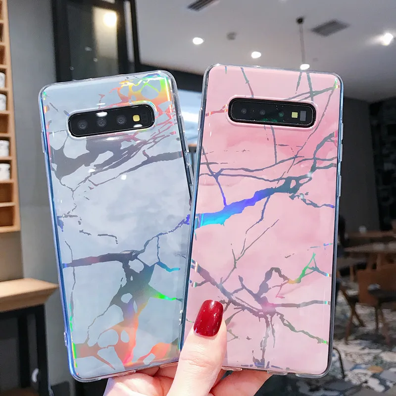 

Colorful Laser Marble Case For Samsung Galaxy S10e S10 S9 S8 Plus S7 edge Silicone Case Cover For Samsung Note 9 8 Phone Cases