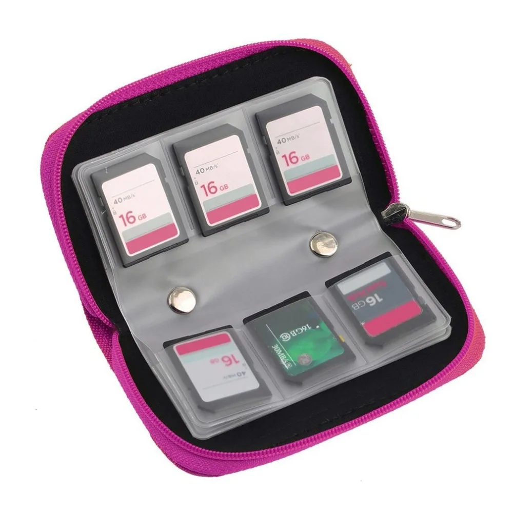 Оптовая продажа розовый красный MMC CF карта памяти сумка держатель карточки Чехол кошелек